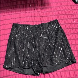 Black Sequin Women's Shorts